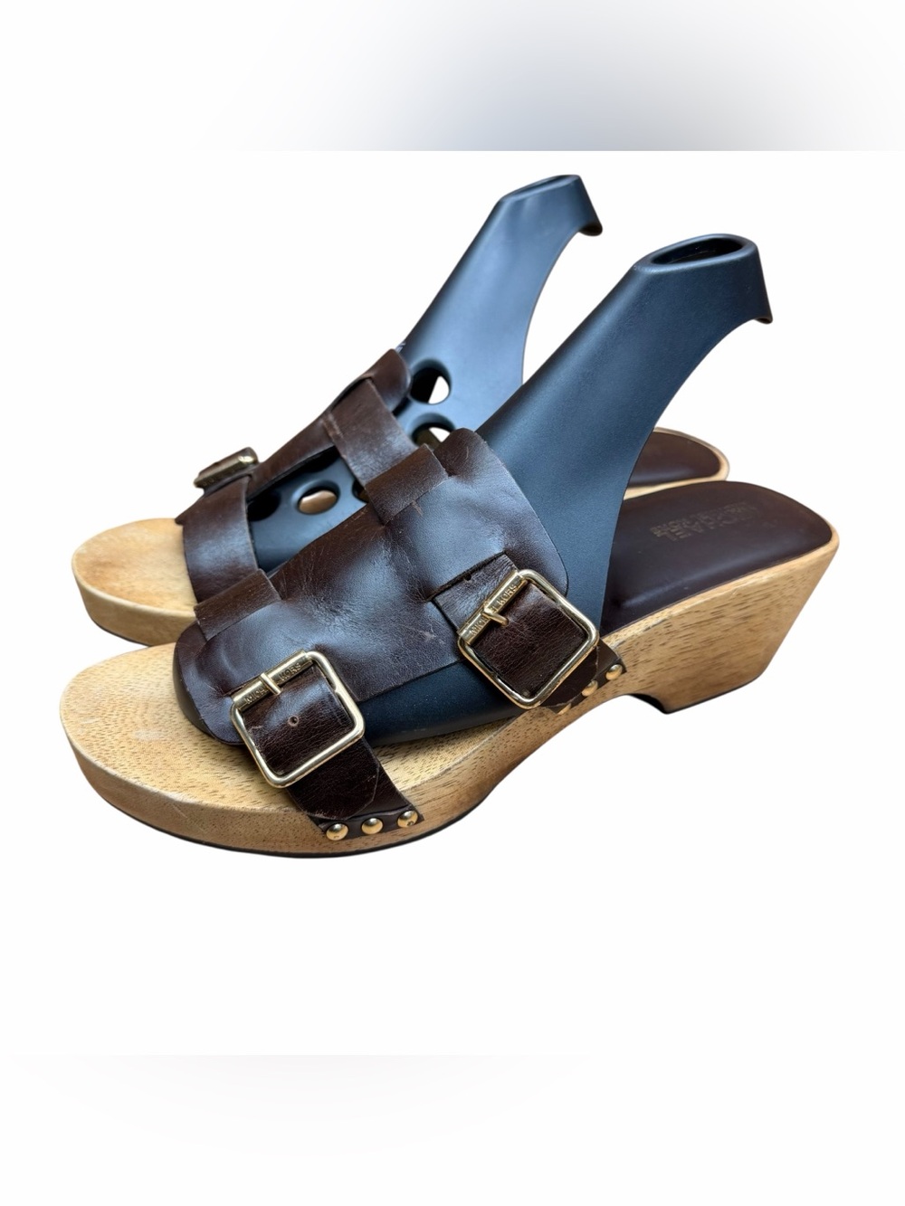 Michael Kors Women's size  11 Brown Leather Buckle Clog Sandals